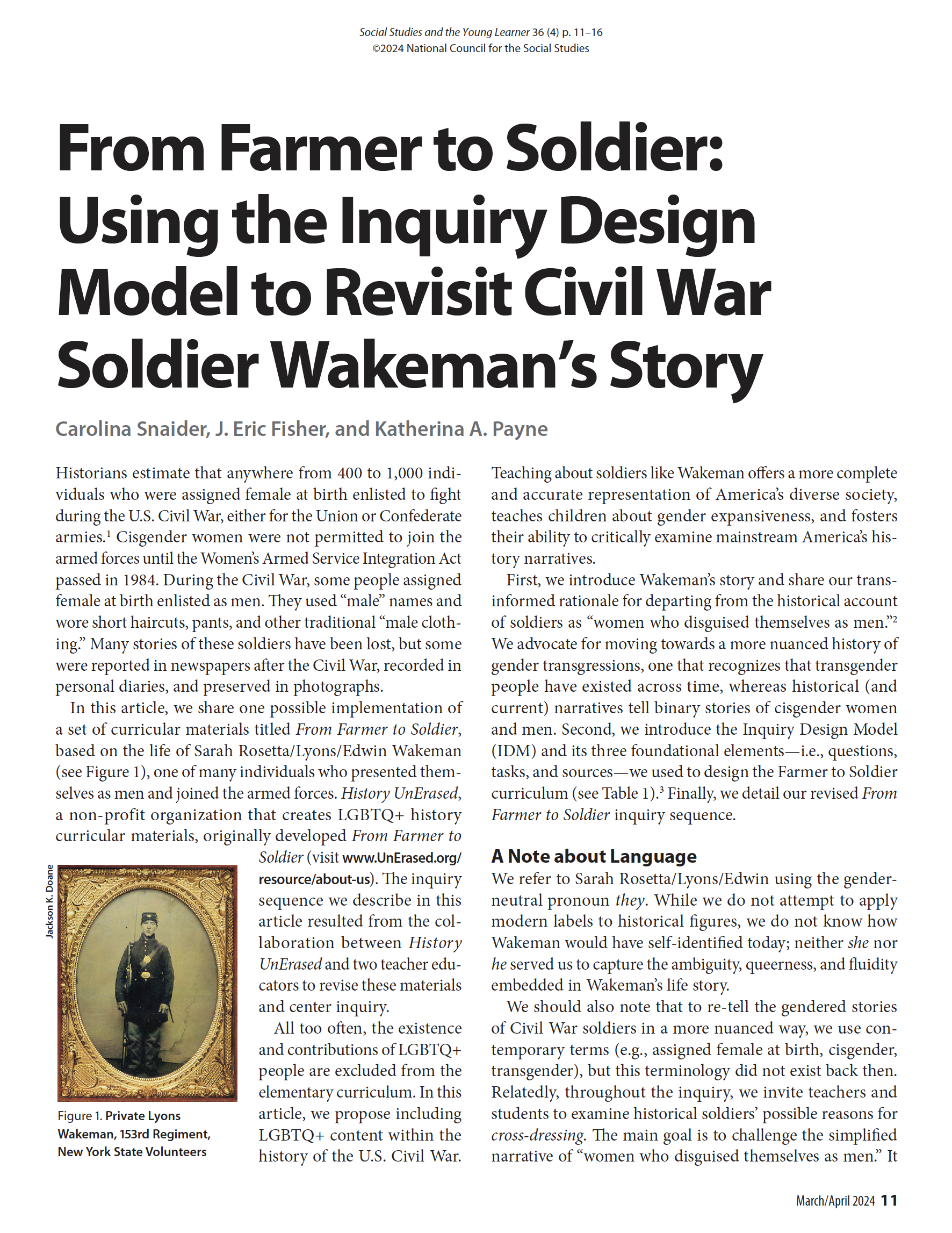 NCSS Social Studies and the Young Learner March/April 2024 cover image with images of LGBTQ figures in history