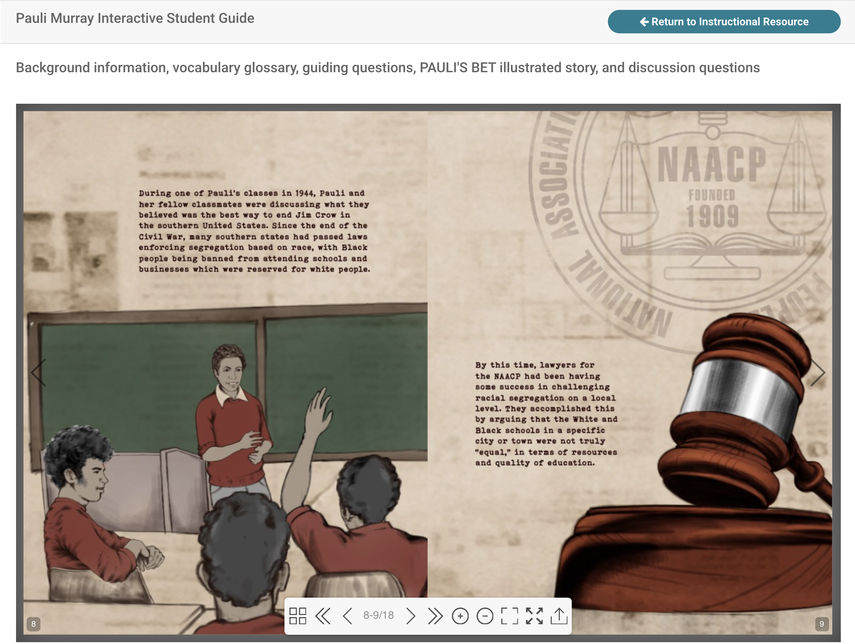 pauli murray student guide page 8 and 9 from learners portal