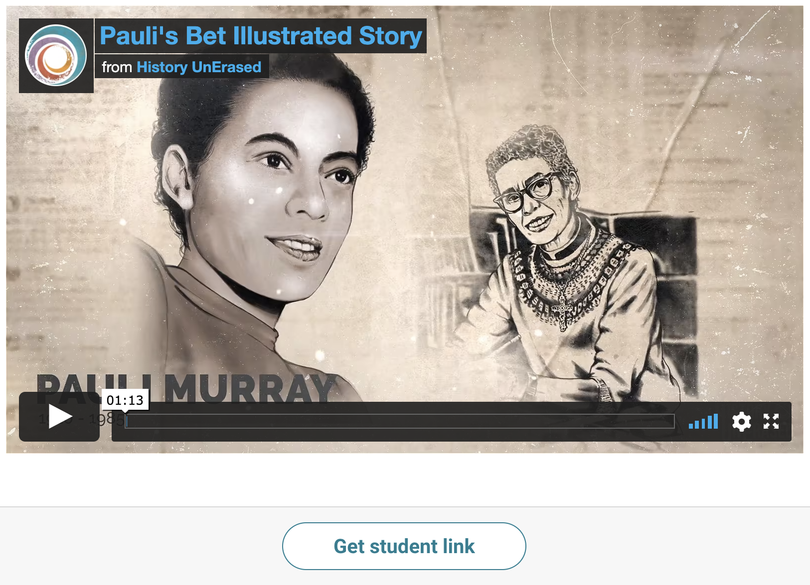 pauli murray instructional resource with get student link button